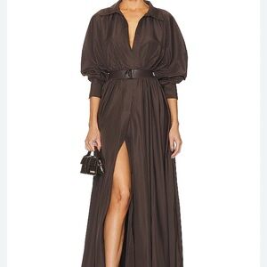 Norma Kamali Dark Brown Long Sleeve Dress